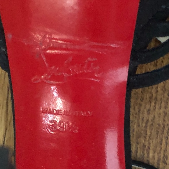 Christian Louboutin Black Suede Heels Sz 39 1/2 - Picture 9 of 9